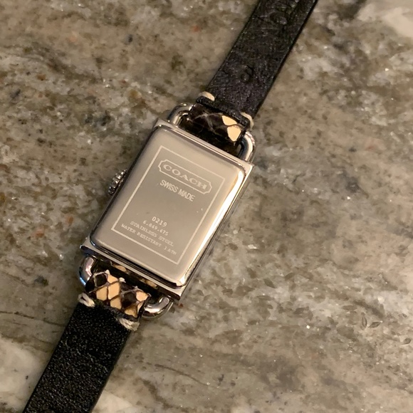 Stunning Slim Silver Coach Watch with a Genuine Python Black & Tan Band. UEC - Picture 5 of 7